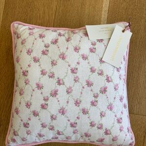 LoveShackFancy Floral Linen Throw Pillow NWT- Strawberry Kiwi